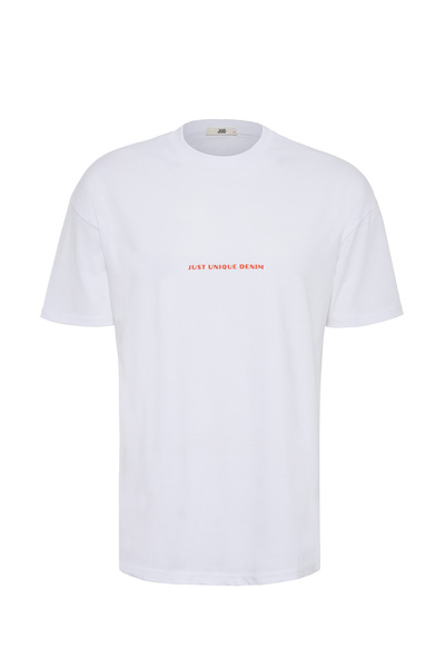 JUD Eduardo 84004 Regular Fit cu imprimeu Alb Bărbați basic tricou