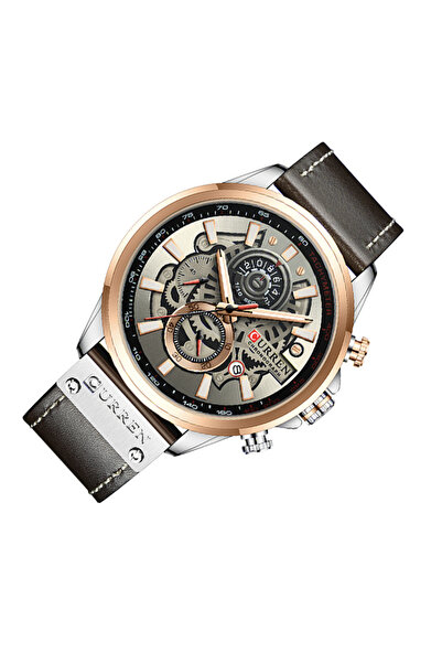 Curren Men's Waterproof Geniune Leather BAnd Chronograph Quartz Watch 8380 - 48 mm - Dark Grey