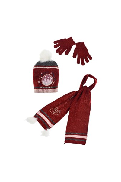 Harry Potter Set of hat, scarf and gloves, red, 52 cm, Harry Potter