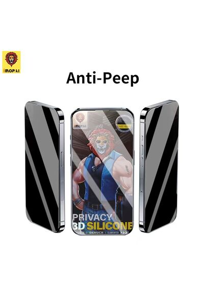 GENERAL واقي شاشة ثلاثي الأبعاد بحافة سيليكون منحنية - واقي شاشة زجاجي مضاد للتجسس لهاتف iPhone 14 Pro