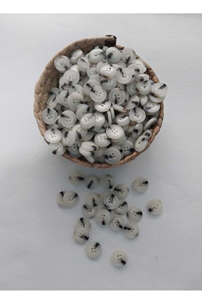 Tasarım زر بوليستر بقطر 2 سم بنمط رخامي بلون عظمي، 20 قطعة.