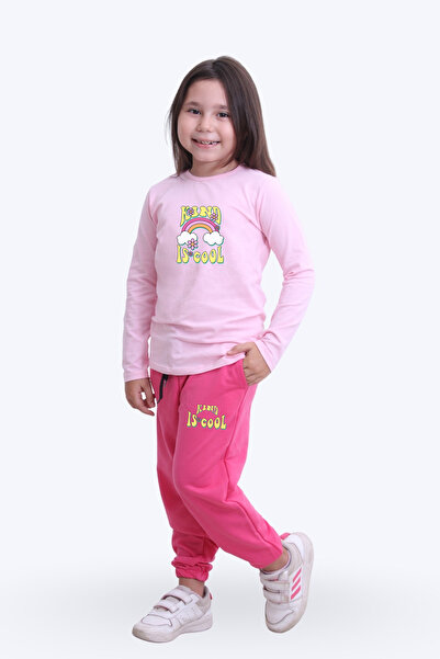 panios kids طقم بيجامة بناتي بتصميم رائع مع تفاصيل مطبوعة وحزام مطاطي في الخصر