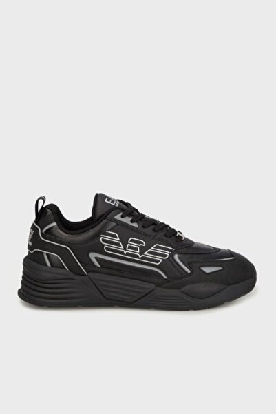 EA7 Erkek Yüksek Rahat Taban Kartal Logolu Siyah-Gümüş Sneaker 7X000306 AF18446-MC032