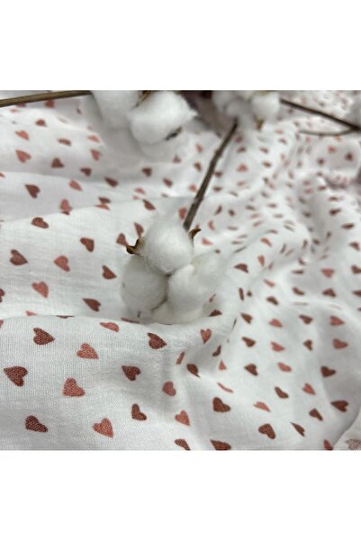 Kaf Kumaş Krinkıl Müslin | 2 Katlı Bürümcük Kumaş | %100 Pamuk | Kalpler