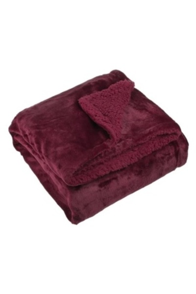 OEM Decorative winter sherpa blanket, extremely soft, double-sided, size 160 x 130 cm, Bordeaux
