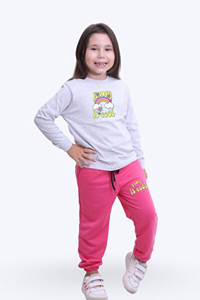 panios kids طقم بيجامة بناتي بتصميم رائع مع تفاصيل مطبوعة وحزام مطاطي في الخصر