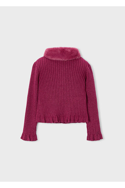 MAYORAL Girl's Fur Collar Knitted Cardigan 4311