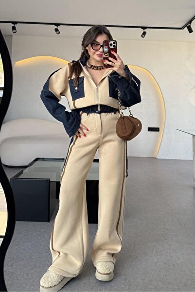 eBaa fashıon SET CU DETALII DIN DENIM, CU BUZUNARE DE TIP KARGO, CU BANDA GAR...