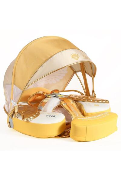 Mambobaby Yüzme Simidi - Gold Angel, Emniyetli, Gölgelikli ve Ayak Destekli