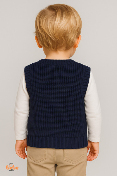 Trend Bebe Butik Erkek Çocuk & Bebek Selanik Örgü Düğmeli Triko Yelek 1-2-3-4 Yaş | Baharlık & Kışlık Hırka Yelek