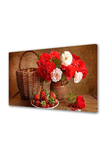 OEM Tablou decorativ, de perete, cu rama din lemn, 33cm x 24cm,cu flori1525