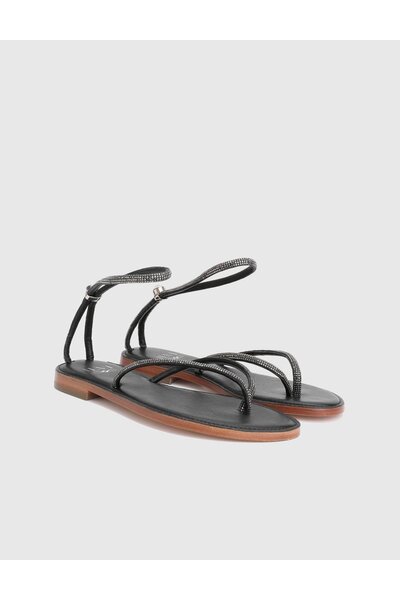 İLVİ Yuhgara Genuine Floater Leather Black Women's Sandals
