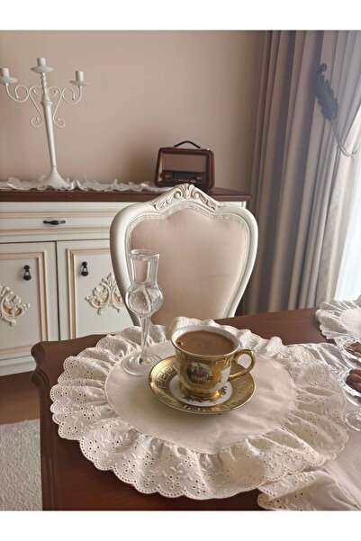 NURGİTA HOME NurgitaHome %100 Pamuk Ham Keten Fisto Fırfırlı Supla 1 adet (40x40)