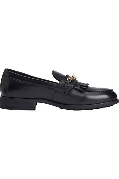 Tommy Hilfiger Th Chain Fringe Kadın Deri Siyah Loafer