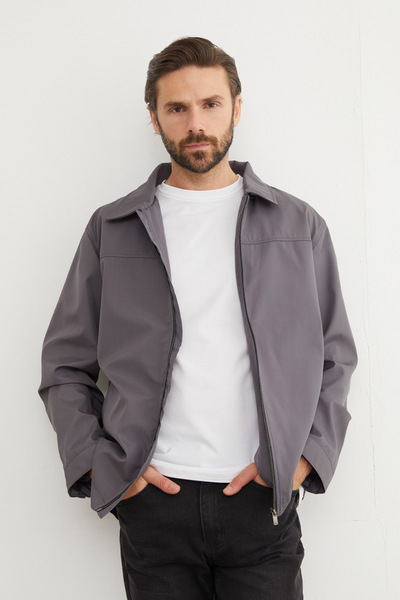 Fulla Moda Zippered Polo Collar Scuba Fabric Raincoat