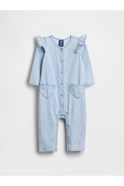GAP Bebek Mavi Denim Kalp Cep Tulum