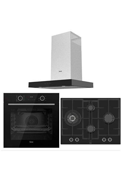 Ferre Fryart Siyah Ankastre Set ( D100 Siyah Davlumbaz-ED075-WFA Siyah Ocak- XE63CS FRYART Siyah Fır