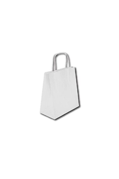 Recopack 100 ADET KAĞIT POŞET/KAĞIT ÇANTA BEYAZ 18X8X24 CM