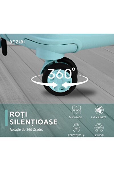 Bezubi Set complet 3 trolere pentru vacanta Easy Travel, bagaj cabina si cala, maner telescopic, 4 r