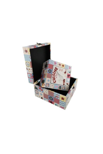 Empire of design Set of two wooden boxes with Delice De Cafe print, ideal for decor, gifting or storage