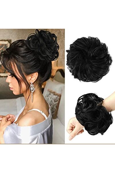 AKOLİFE Dağınık Topuz Görünümü Veren Saçlı Toka Siyah - Lastikli Simit Topuz ...