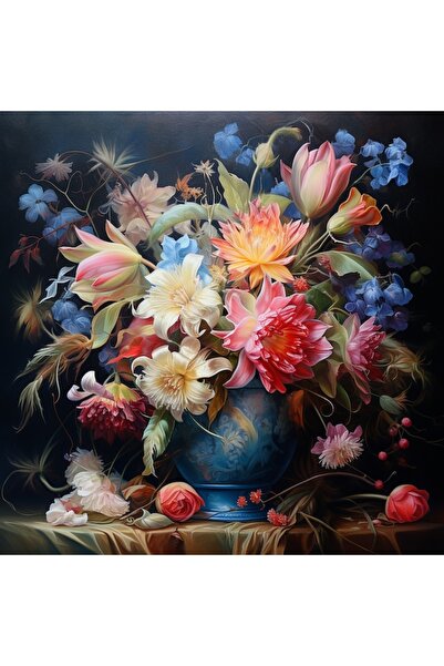 OEM Tablou decorativ, de perete, cu rama din lemn, 33cm x 24cm,cu flori1724