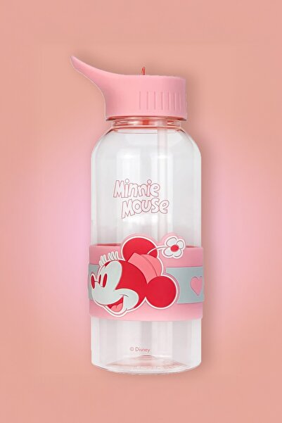 Disney Minnie Mouse Lisanslı Pipetli ve Kapaklı Plastik Suluk - 1 L