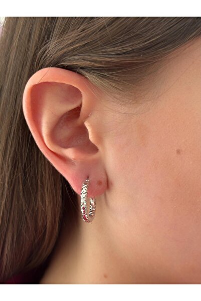 BY YASİN TOPÇU Kristal Kesim Gümüş Halka Küpe