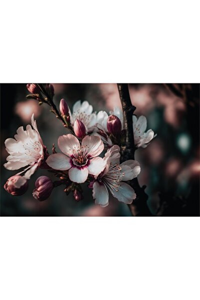 OEM Tablou decorativ, de perete, cu rama din lemn, 33cm x 24cm, cu flori3515