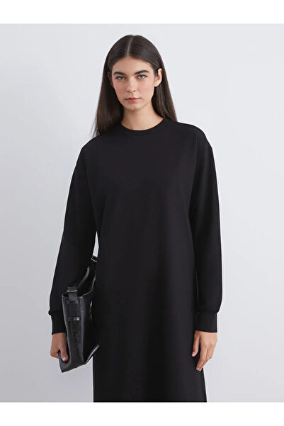 LC Waikiki LCW Modest Siyah Bisiklet Yaka Sweatshirt Elbise Satıcı