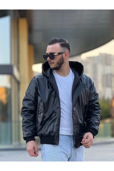 KINGAF Jachetă pentru bărbați, cu două fețe, umflată