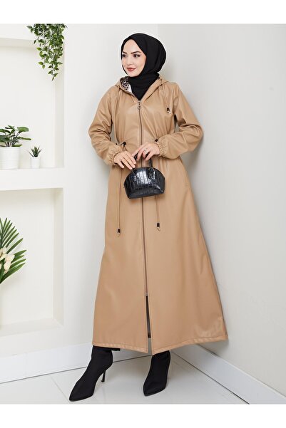 Hb Harma Time Butik Women's Zippered Hooded Mink Leather Coat