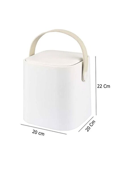 Besthırdavat Click Lid Countertop Kitchen Trash Can with Handle and Inner Bucket 4 Lt - White