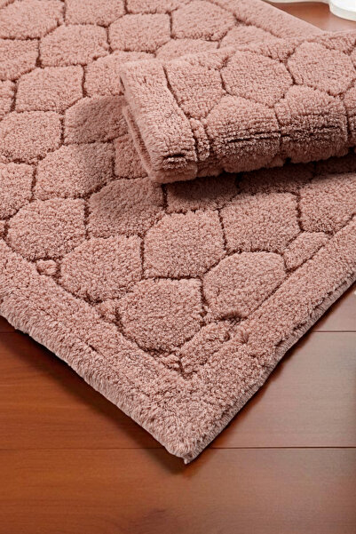 df home Σετ πατάκια μπάνιου από βαμβάκι Thalindor (60x100)(50x60)Ροζ+