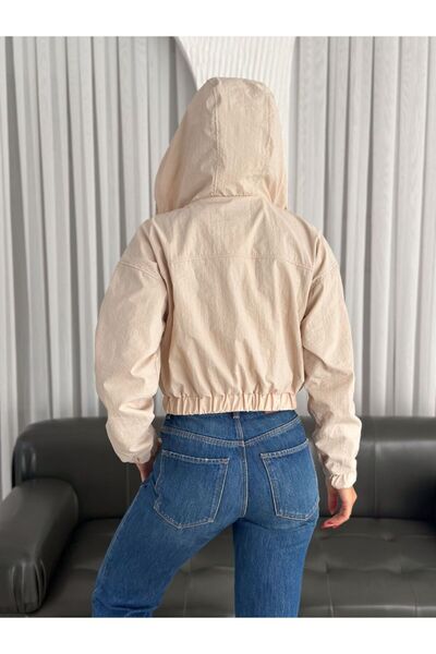 TİLLE Γυναικείο κοντό αντιανεμικό μπουφάν με υφασμάτινη επένδυση από αλεξίπτωτο