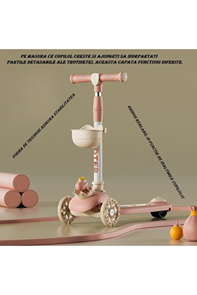 Flippy Multifunctional 3-in-1 Scooter, Flippy, for Kids, 1-7 Years, with Lights and Music, Adjustable 360,