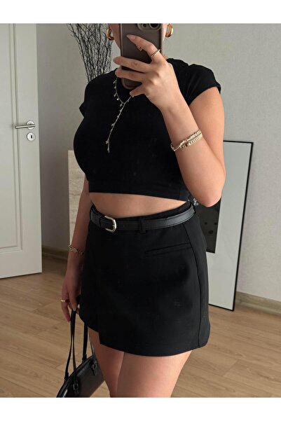BAŞARAN Μαύρη Ζώνη διπλό πέτο Σορτς Φούστα