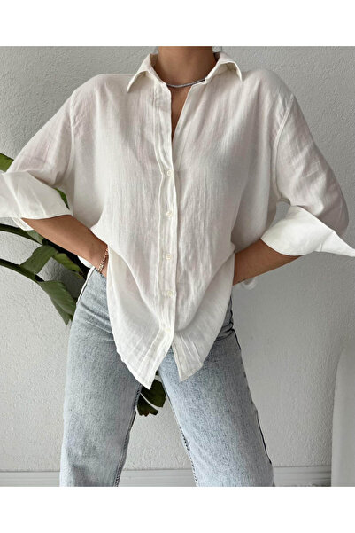 AsprinFashion قميص من القطن والكتان بدون جيوب