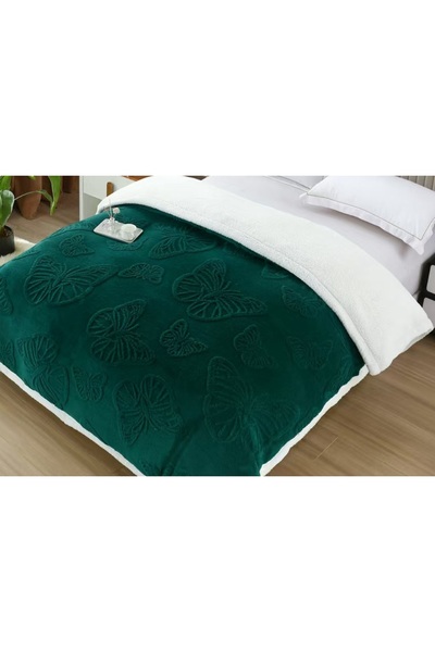 CHIRASO Pătură Cocolino cu Blăniță pe interior, Model Gofrat Fluturi, 200x230cm, Moale și Calduroasă
