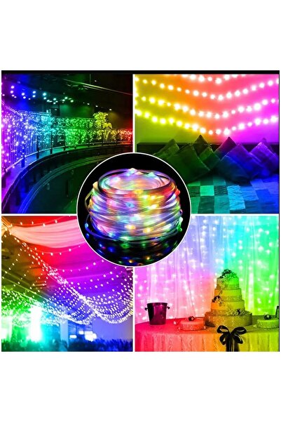 YOTO Șir luminos liniar de Crăciun, 100 micro LED-uri, 10 m, 220V, 8 moduri, multicolor