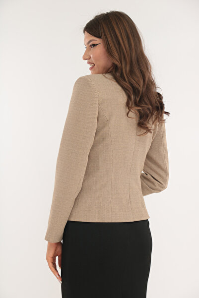 Vanessa Line RO Μπουφάν γραφείου από λεπτό μπεζ ύφασμα