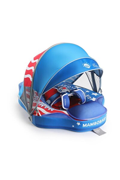 Mambobaby Yüzme Simidi - USA Flag, Emniyetli, Gölgelikli ve Ayak Destekli
