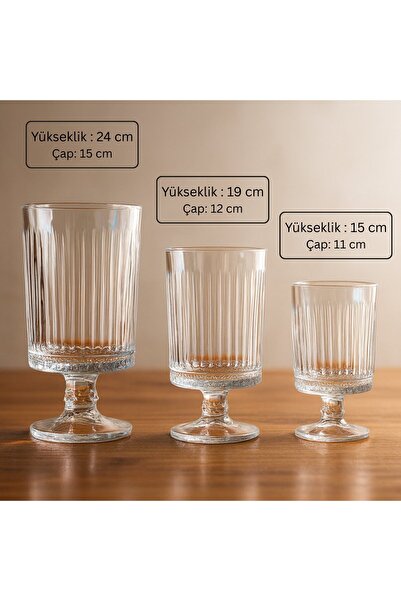 FAIR HOME 3'lü Büyük Boy Elysia Desen Cam Vazo Takımı