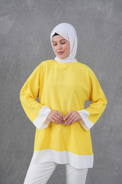 TUNCAY Casual Tunic with Collar and Skirt Trim
