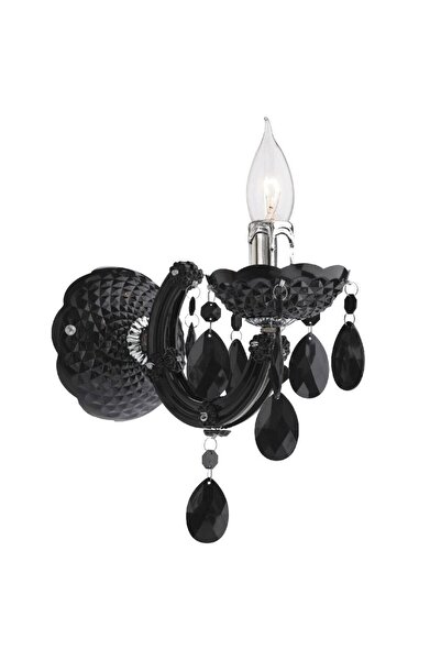 SMARTER Smarter wall lamp, chromed metal structure, black acrylic decorations, one arm, E14 socket, 28W