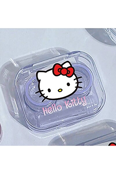 VENTİ VENTİSCA Hello Kity Lens Kabı Şeffaf Mor Lens Saklama Kutusu + Lens Tak...