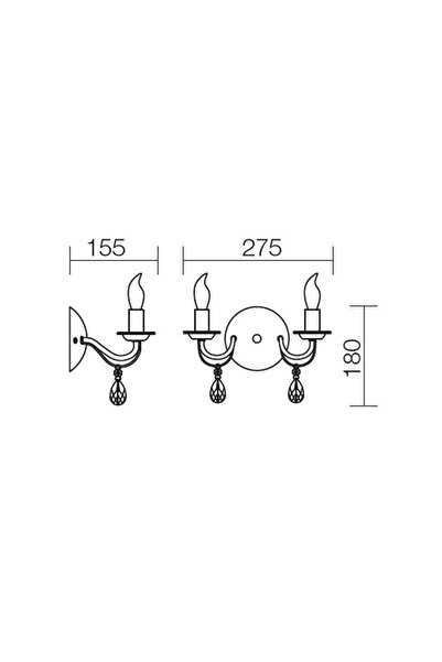 SMARTER Smarter wall lamp, made of metal, transparent glass decorations, two sources with E14 socket, 28W