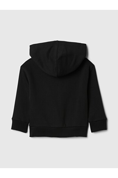 GAP Erkek Bebek Siyah Relaxed Logo Fermuarlı Kapüşonlu Sweatshirt