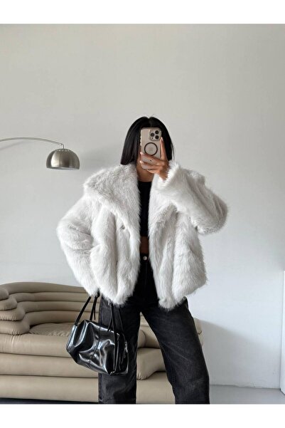 VESS MODA Дамско двуредно палто с джобове Lolita Fur Coat