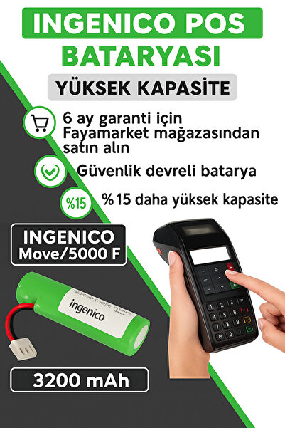 ingenico Move/5000F ve Iwe 280 Uyumlu POS Bataryası Pili 6 Ay Garantili 3200 mAh Güvenlik Devreli